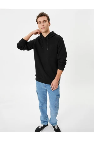 Koton Basic Hooded Sweatshirt Long Sleeve Ribbed