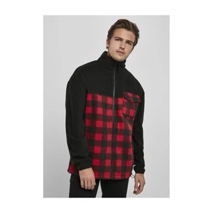 Polar Fleece Track Patterned Jacket Black/Red Plaid