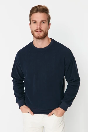 Trendyol Navy Blue Regular/Normal Cut Anti-pilling Polar Fleece Warm Sweatshirt