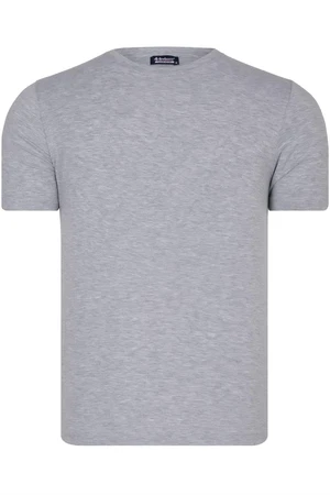 T8569 DEWBERRY BIKE COLLAR MENS T-SHIRT-PLAIN GREY