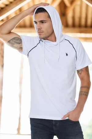 T8570 DEWBERRY HOODED MEN'S T-SHIRT-LIGHT WHITE