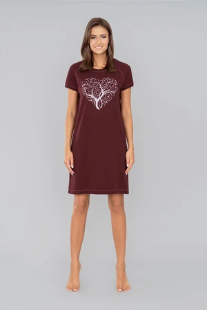 Women's shirt with short sleeves Hosta - burgundy