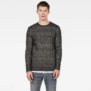 G-STAR Sveter - Mongram r knit ls čierno-biely