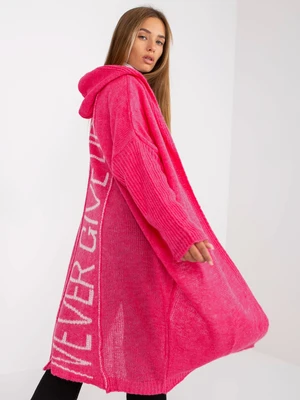 Fluo pink loose cardigan with OH BELLA inscription on the back