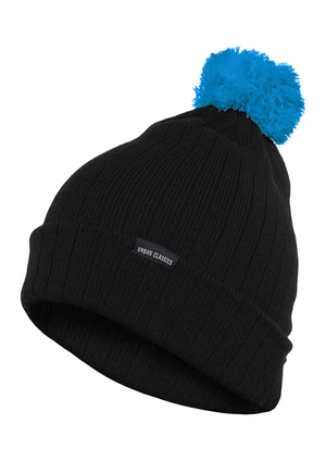 Contrasting Bobble blk/tur beanie