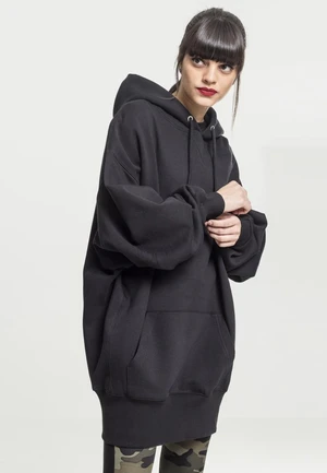 Women's long oversize hooded jacket black