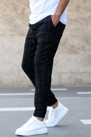 Madmext kostkované černé jogger kalhoty