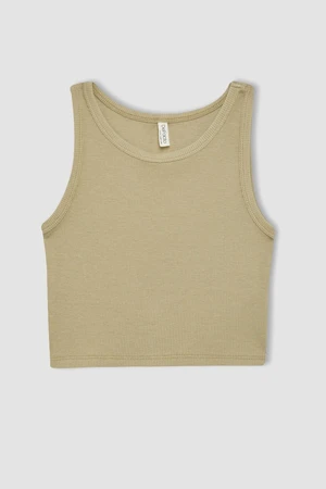 DEFACTO Girl's Crew Neck Basic Tank Top