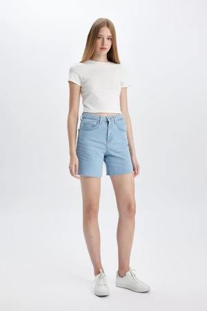 DEFACTO High Waist Cut Out Jean Shorts