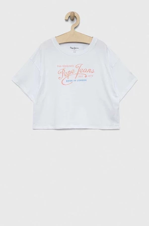 Dětské bavlněné tričko Pepe Jeans Non-denim bílá barva