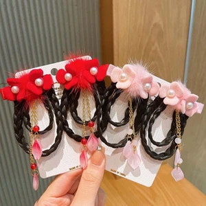 Hair Grip Headwear Hair Accessories Flowers Hairpins Chinese New Year Hairpins Children Wigs Hairpins Kids Chinese Hair Clips