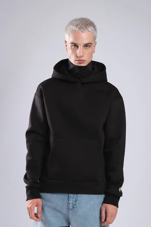 XHAN Black Turtleneck Oversized Hooded Sweatshirt