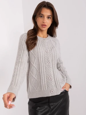 Grey women's button-down cardigan