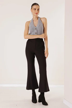 By Saygı Elastic Waist Flare Trousers