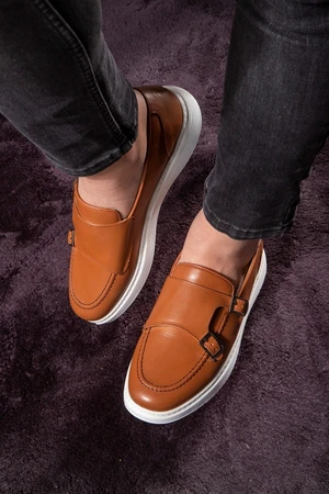 Ducavelli Strap Genuine Leather Men's Casual Shoes, Loafers, Casual Shoes, Lightweight Shoes.