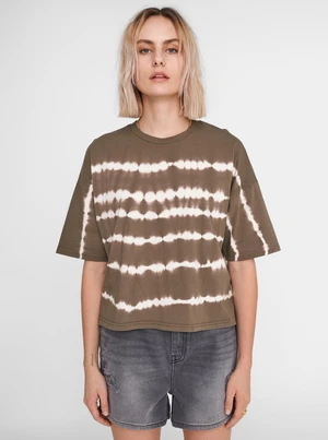 Khaki patterned loose T-shirt Noisy May Buster - Women