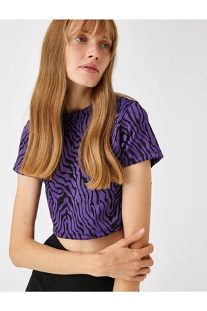 Koton Zebra Patterned Crop T-Shirt