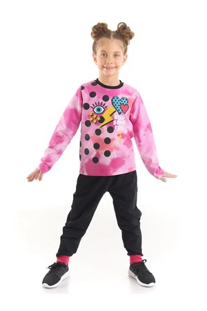 Mushi Retro Tie Dye Girls T-shirt and Black Pants Set