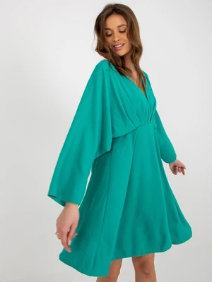 Turquoise V-neck dress by Zayna