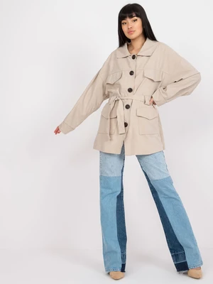 Beige short coat with button fastening