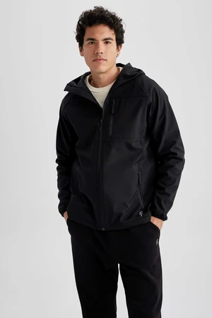 Defacto Fit Slim Fit Hooded Faux Shearling Jacket Coat