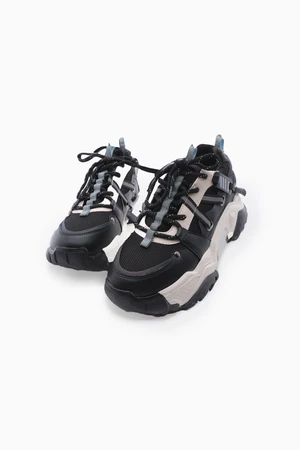 Marjin Women's High Transparent Sole Sneaker Lace-Up Sneakers Ojis Black.