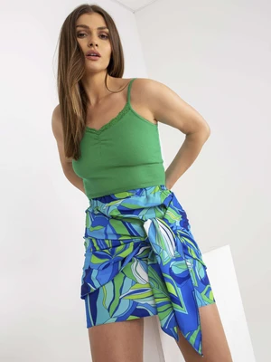 Blue green mini pencil skirt with binding RUE PARIS