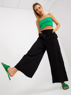 Black fabric trousers with wide legs SUBLEVEL