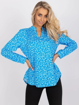 Loose blue blouse with Inesa print