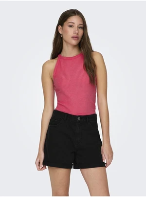 Dark pink Womens Ribbed Basic Top ONLY Emma - Women