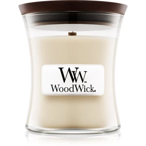 Woodwick Linen vonná sviečka s dreveným knotom 85 g