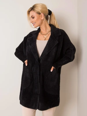 Black fluffy coat from alpaca