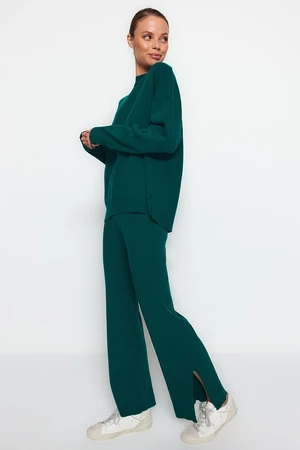 Trendyol Emerald Green Wide fit, Knitwear Top and Bottom Set with Basic Pants