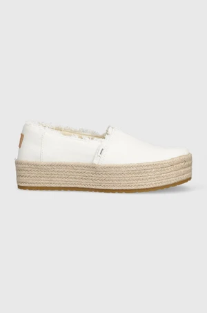 Espadrilky Toms Valencia bílá barva, na platformě, 10019820