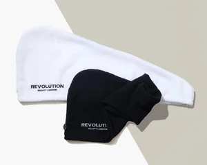 Revolution Haircare Elastický turban na vlasy (Microfibre Hair Wrap) Koralová/bílá