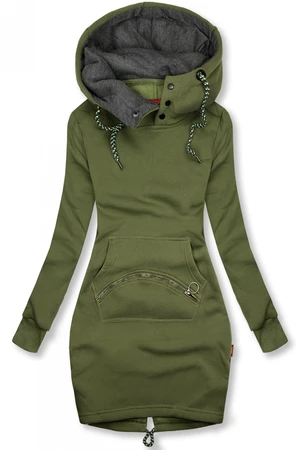 Verlängerte Sweatshirt/Sweatkleid khaki/grau