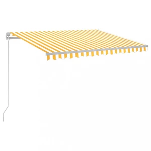 Ručně zatahovací markýza s LED světlem 350x250 cm Dekorhome Bílá / žlutá