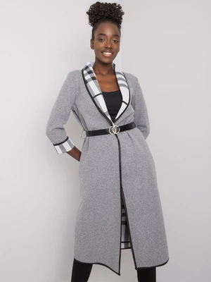 Grey melange coat without fastening