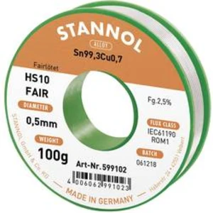 Pájecí cín Stannol HS10-Fair, cívka, 100 g, 0.5 mm