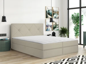 Moderní box spring postel Milena 180x200, béžová Manila