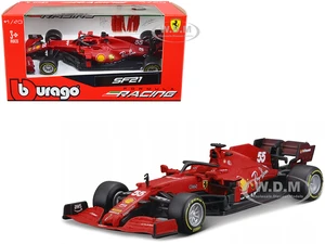 Ferrari SF21 55 Carlos Sainz Formula One F1 World Championship (2021) Formula Racing Series 1/43 Diecast Model Car by Bburago