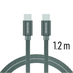 Datový kabel Swissten Textile USB-C 1,2 M, grey