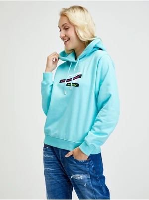 Diesel Mikina - FANGHOODR20 SWEATSHIRT tyrkysová