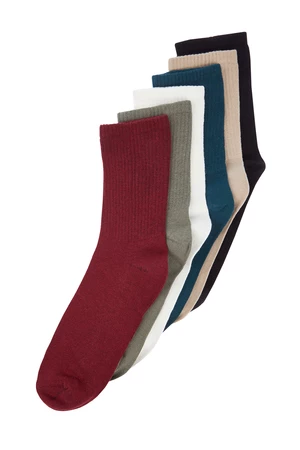 Trendyol Multicolored Cotton 6 Pack Solid Color College Socks