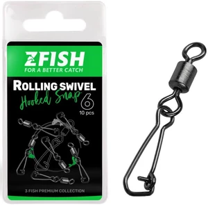 Zfish obratlík s karabinkou rolling swivel a hooked snap 10 ks - velikost 14 nosnost 16 kg