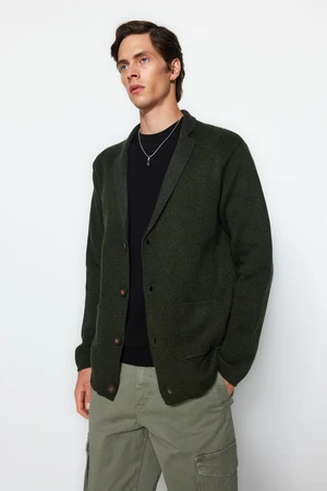 Trendyol Khaki Regular Fit Collar Knitwear Cardigan