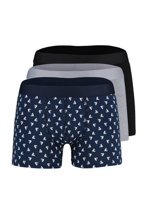 Trendyol Multicolored 3-Piece Marine Patterned-Flat Pack Cotton Boxers