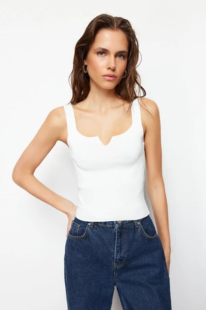 Trendyol Ecru Crop Basic Top Knitwear Blouse