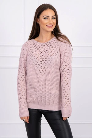 Openwork sweater powder pink