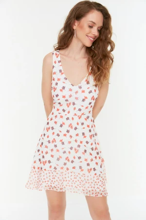 Trendyol White V-Neck Floral Dress